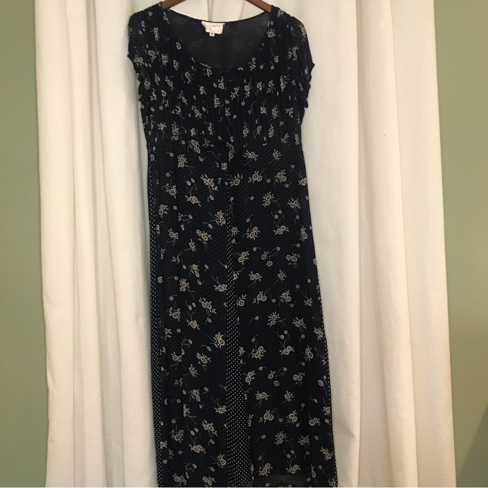 Vintage 90s Rene Derhy Blue Floral Panel Dress